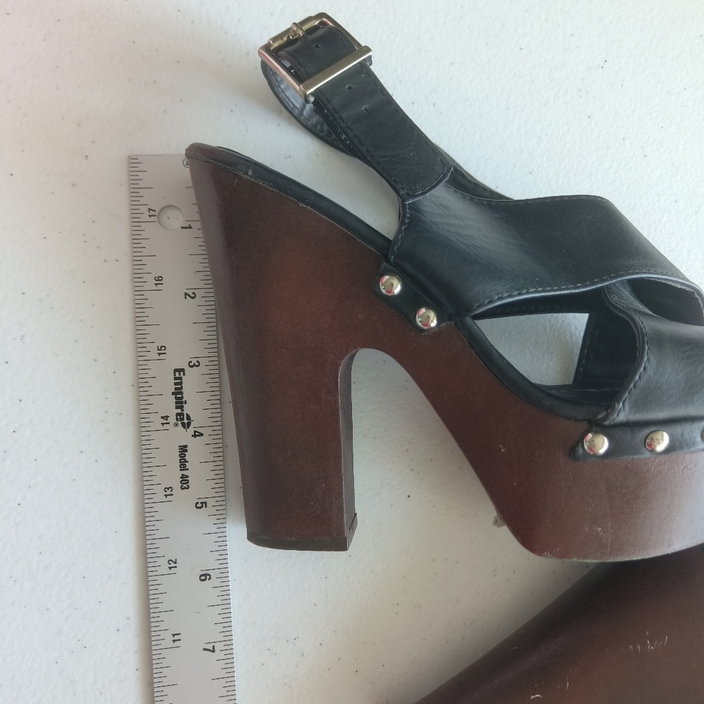 Breckelle's women's platform shoes size 8 Black/brown with open cross toe - Picture 12 of 12